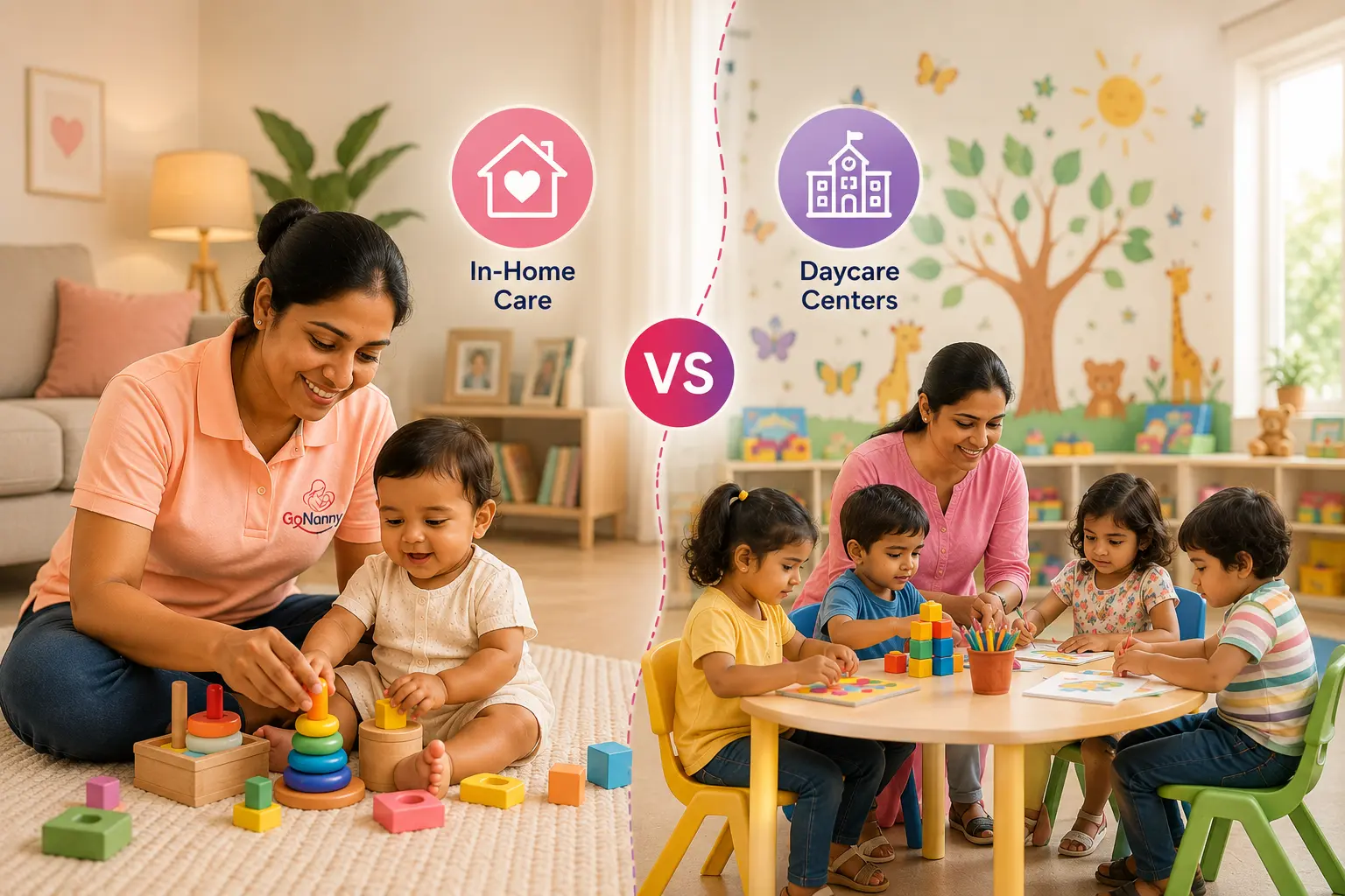 In-home day care vs daycare centers comparison for babies in Bangalore