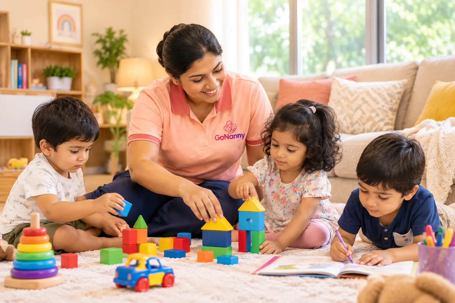 Day care nanny babysitting a child at home in Bangalore
