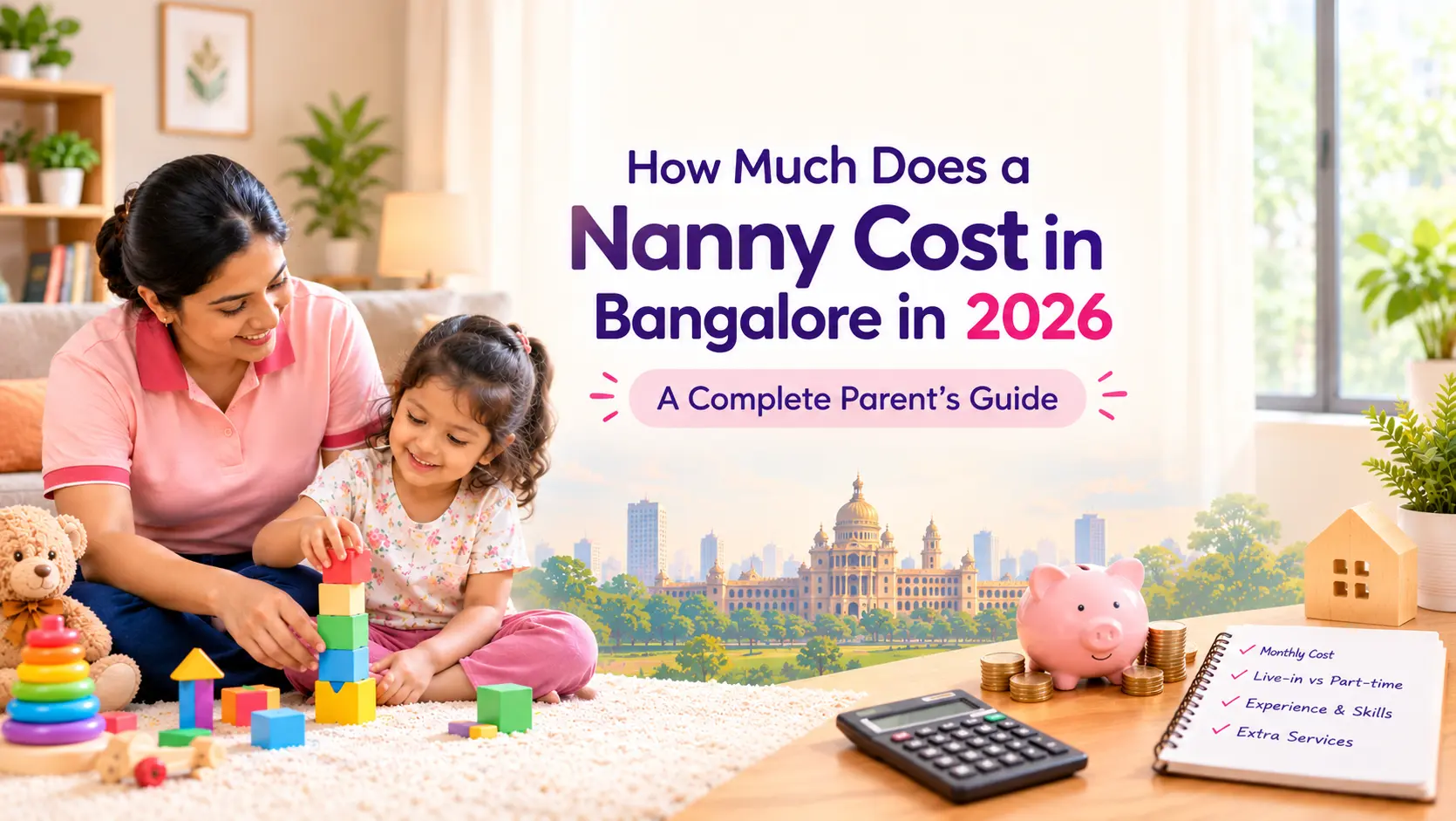 Parent calculating nanny costs and budgeting for childcare in Bangalore
